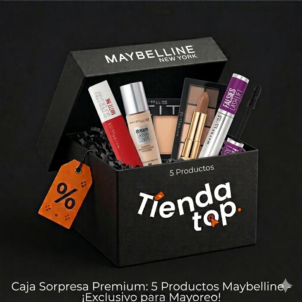 Caja sorpresa con 5 productos de la marca Maybelline